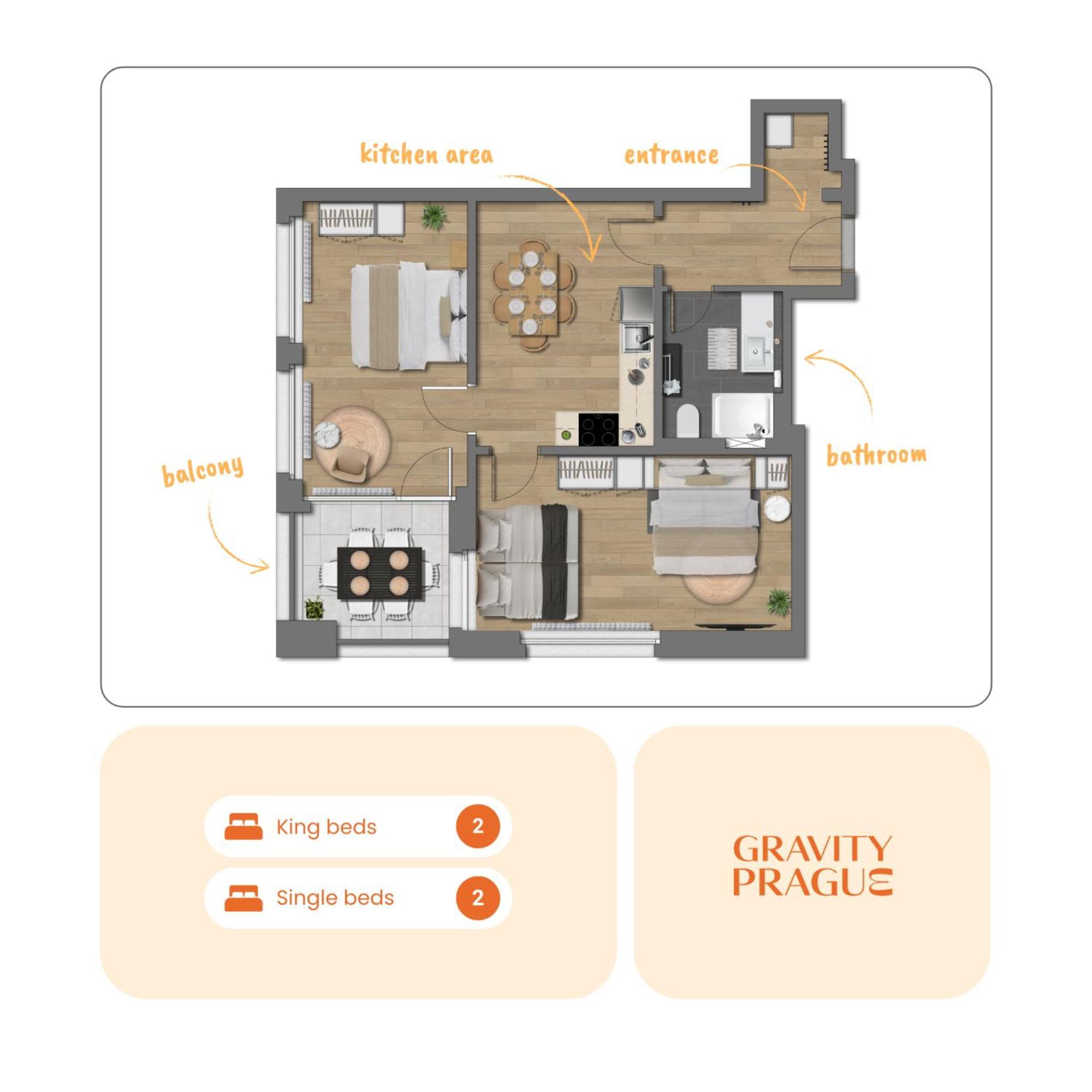 Апартаменти Bright 2Br - 7Th Floor, Balcony, Free Parking By Gravity Прага Екстер'єр фото